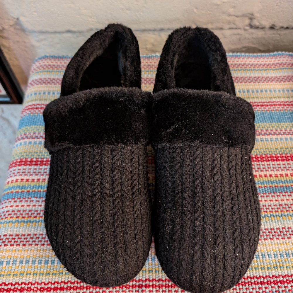 Cozy Black Knit Slippers